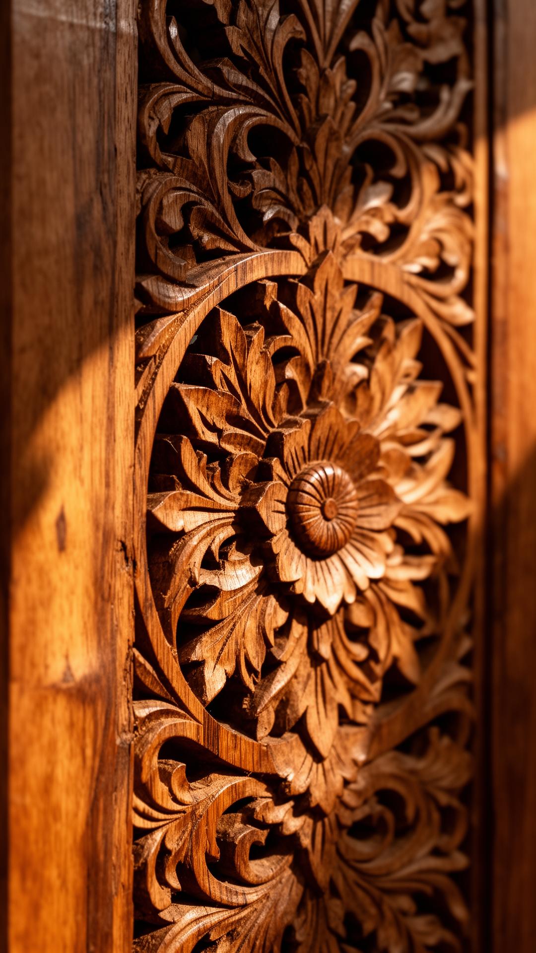 Carved Javanese teak detail