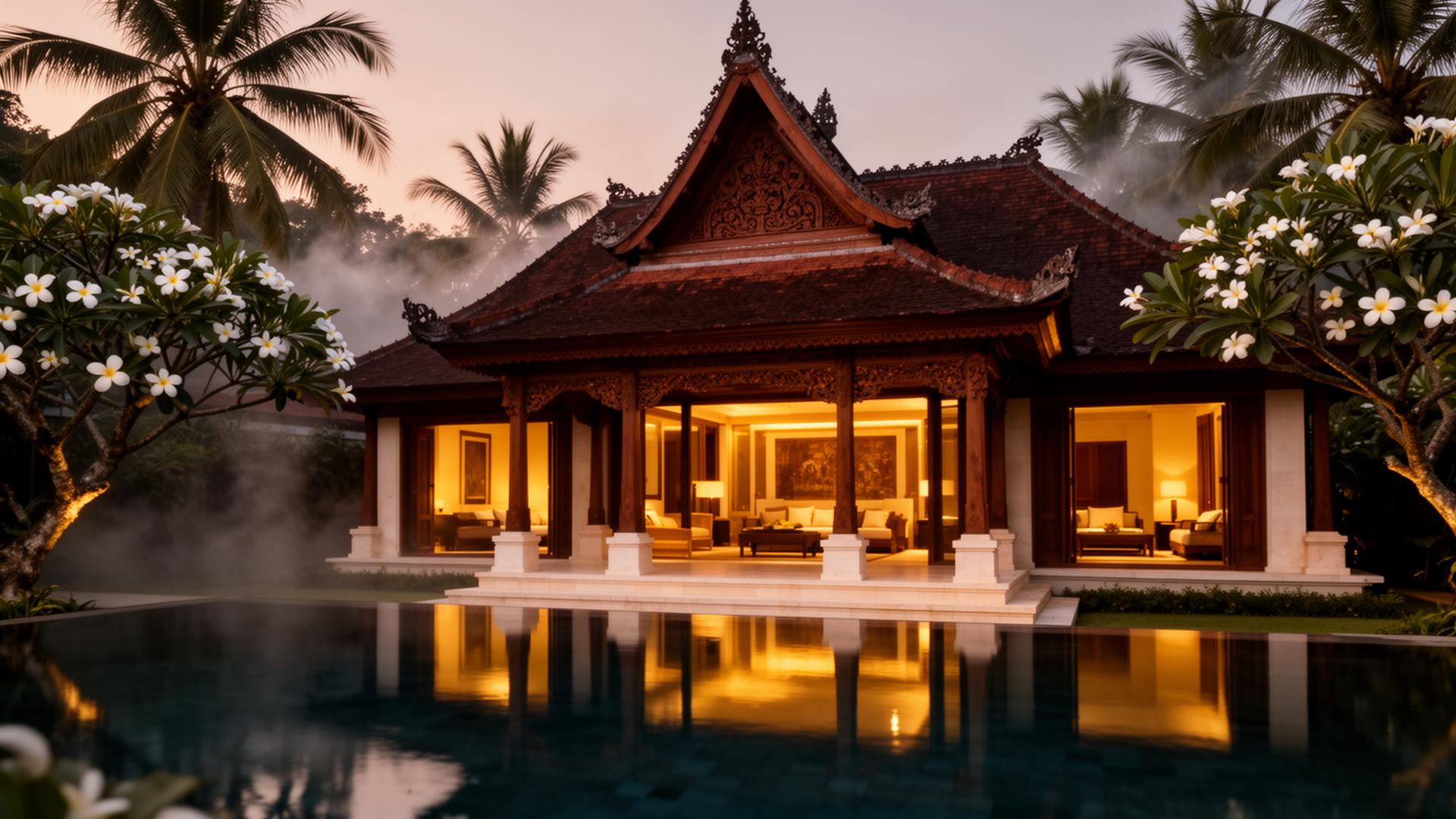 Villa Sekar Jawa at dusk